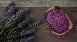 Lavender and salt foot scrub and massage